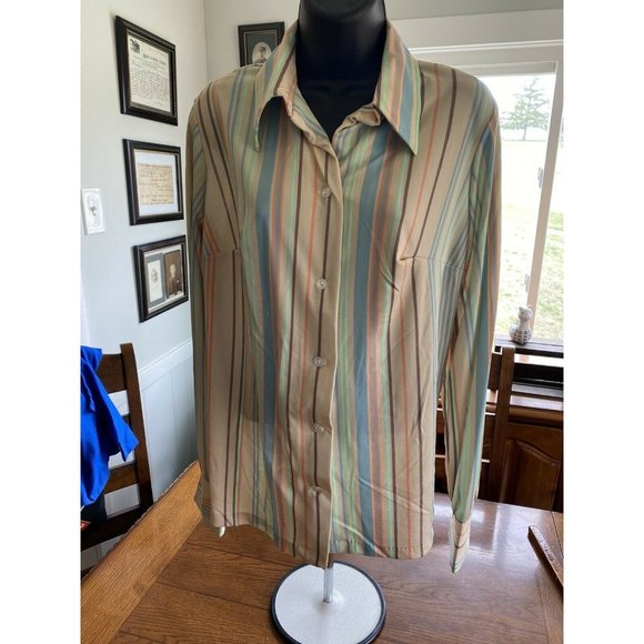 Lane Bryant Tops - Vintage 1970s Striped Lane Bryant 2 Pc Shirt Set Womens 38 Med Long Slv EUC